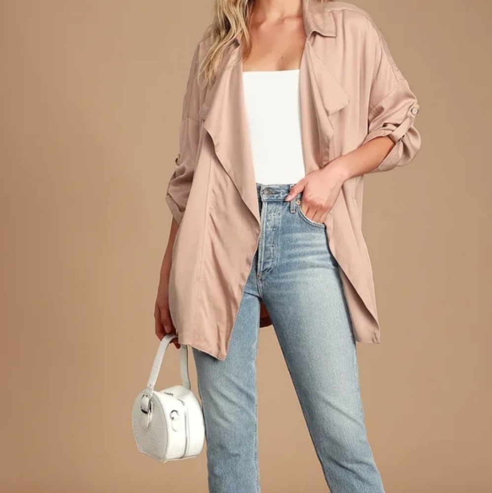 Lulu's Lucky Break Blush Oversized Jacket